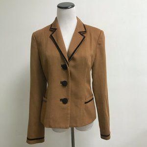 Pamela Barish camel brown wool velvet trim blazer jacket 6 Venice Designer